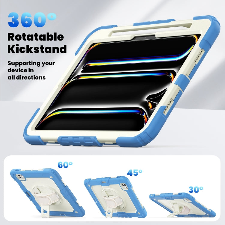 For iPad Pro 11 2025 / 2024 Silicone Hybrid PC Tablet Case with Shoulder Strap