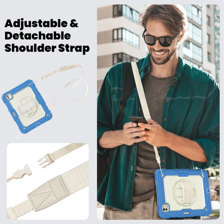 For iPad Pro 11 2025 / 2024 Silicone Hybrid PC Tablet Case with Shoulder Strap