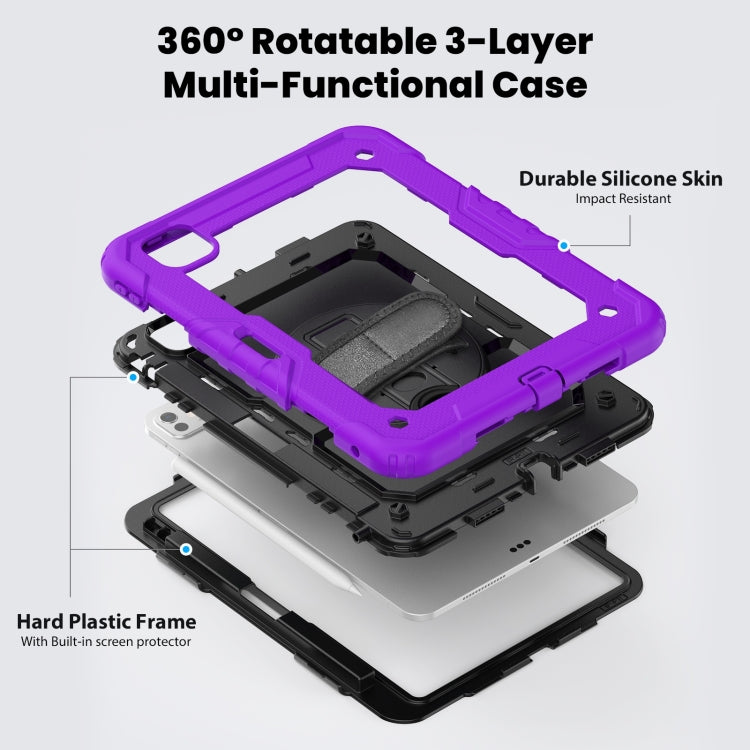 For iPad Pro 11 2025 / 2024 Silicone Hybrid PC Tablet Case with Shoulder Strap