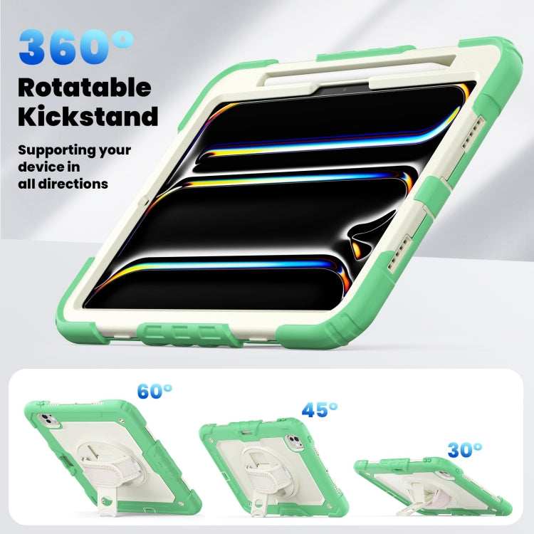 For iPad Pro 11 2025 / 2024 Silicone Hybrid PC Tablet Case with Shoulder Strap