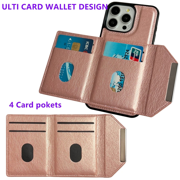 For iPhone 13 Pro Solid Color Metal Buckle Card Slots Bag Phone Case