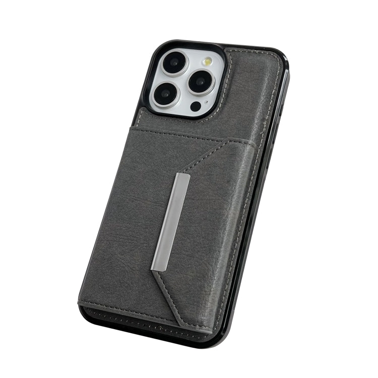 For iPhone 12 Pro Max Solid Color Metal Buckle Card Slots Bag Phone Case