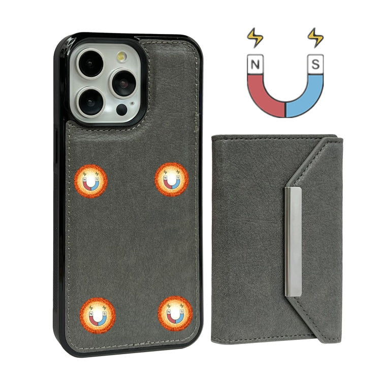 For iPhone 12 Pro Max Solid Color Metal Buckle Card Slots Bag Phone Case