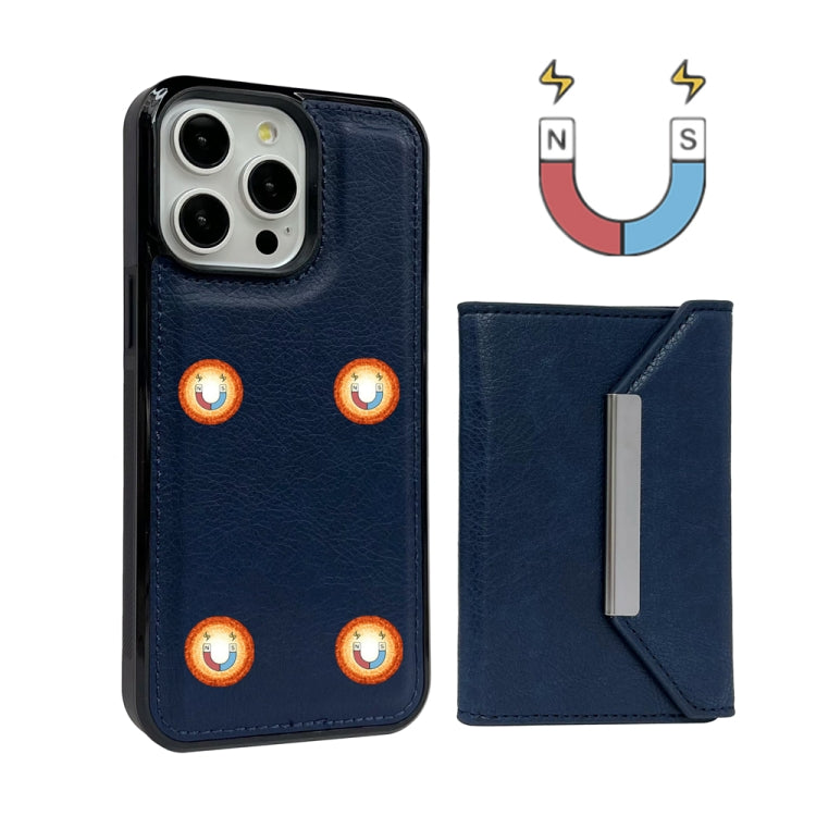 For iPhone 16 Pro Max Solid Color Metal Buckle Card Slots Bag Phone Case