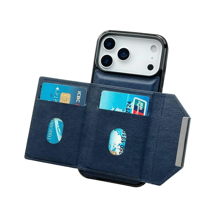 For iPhone 17 Pro Solid Color Metal Buckle Card Slots Bag Phone Case
