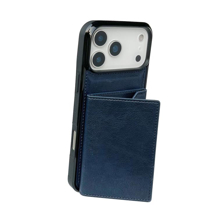 For iPhone 17 Pro Solid Color Metal Buckle Card Slots Bag Phone Case