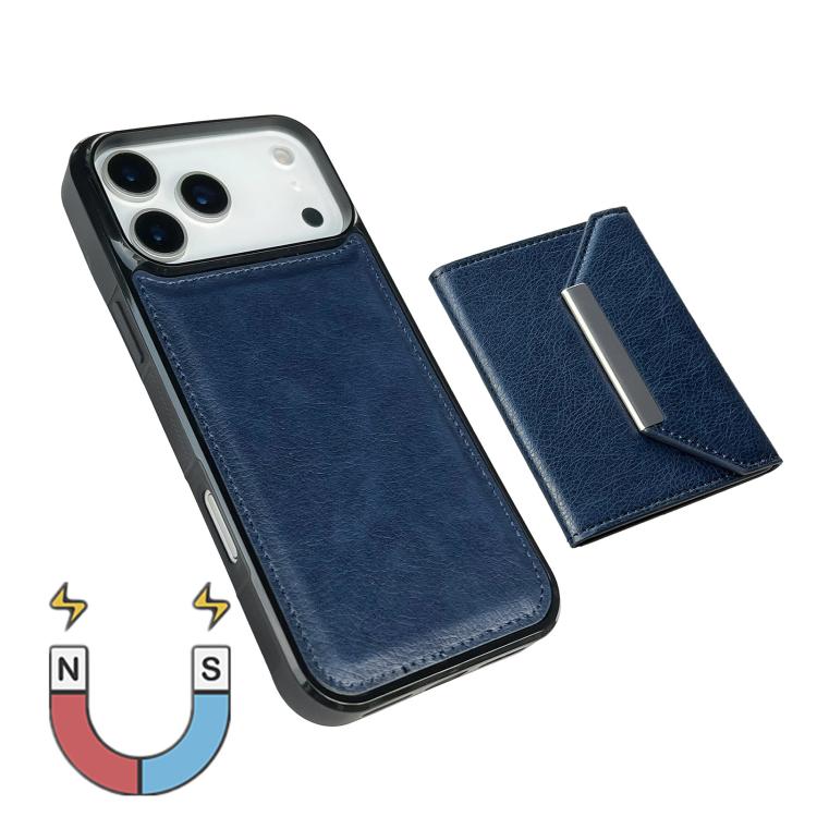 For iPhone 17 Pro Solid Color Metal Buckle Card Slots Bag Phone Case
