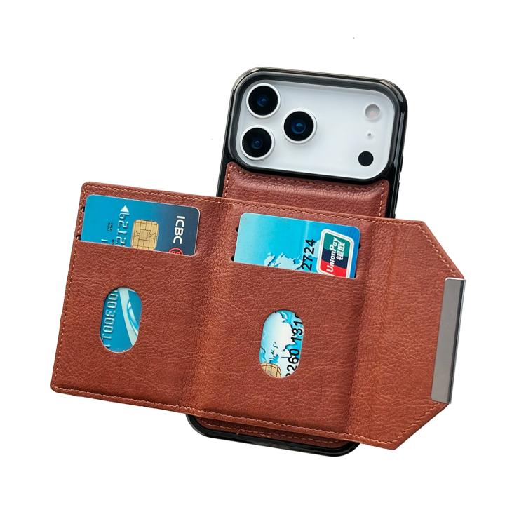 For iPhone 17 Pro Solid Color Metal Buckle Card Slots Bag Phone Case