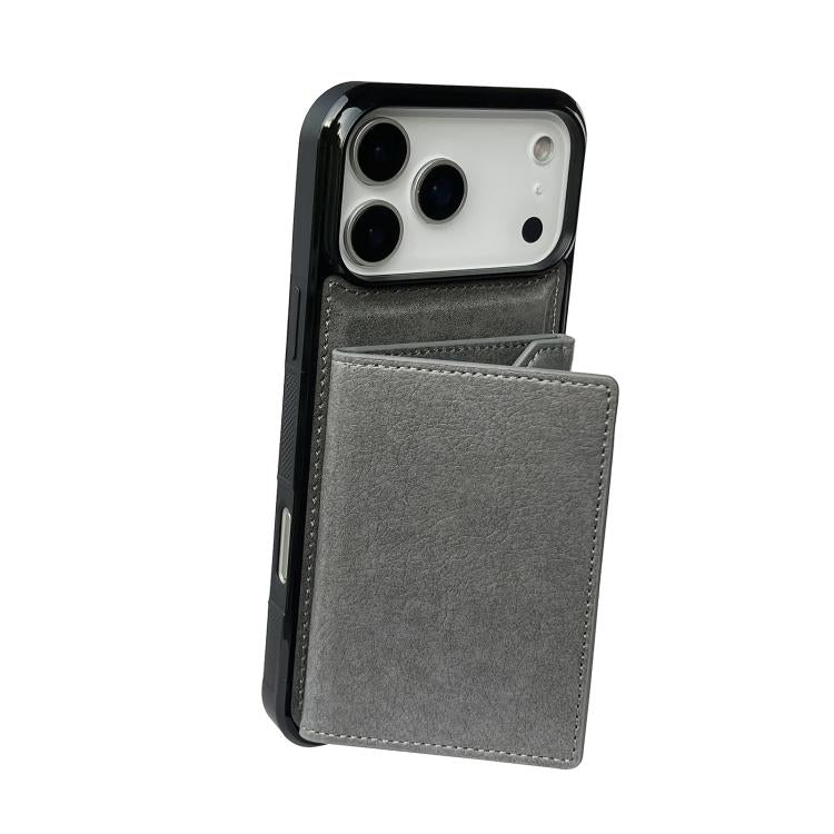 For iPhone 17 Pro Solid Color Metal Buckle Card Slots Bag Phone Case