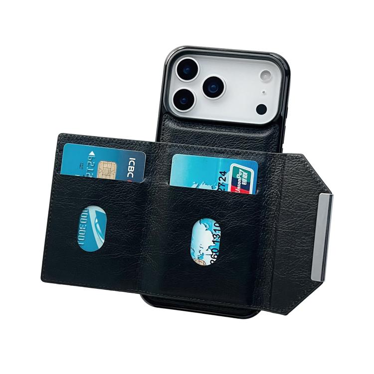 For iPhone 17 Pro Solid Color Metal Buckle Card Slots Bag Phone Case