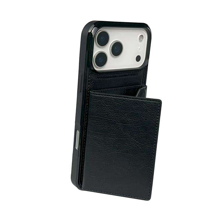 For iPhone 17 Pro Solid Color Metal Buckle Card Slots Bag Phone Case
