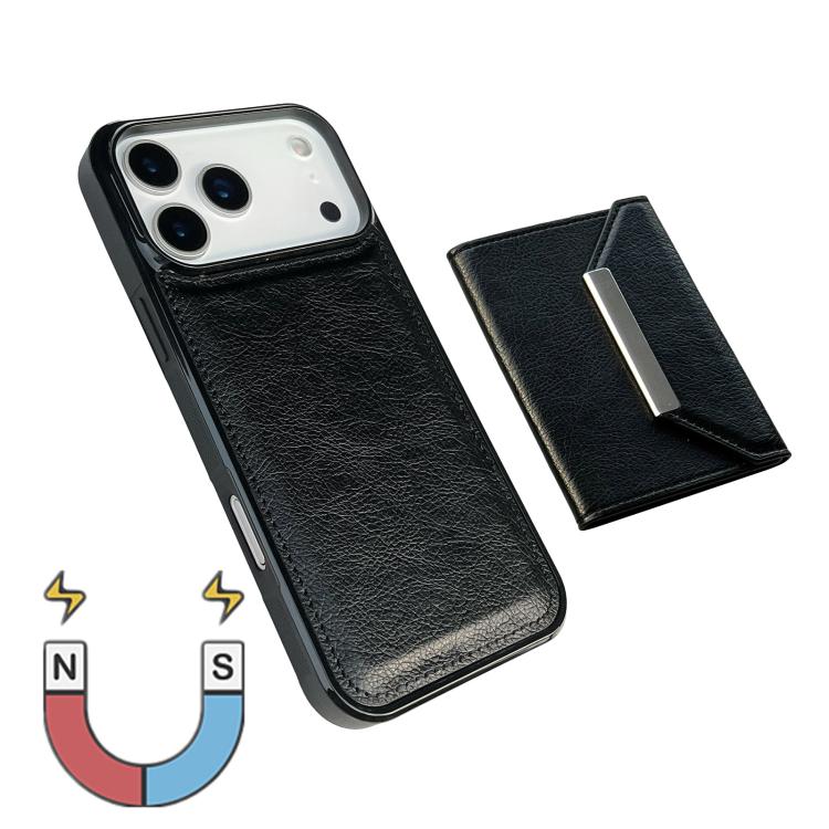 For iPhone 17 Pro Solid Color Metal Buckle Card Slots Bag Phone Case