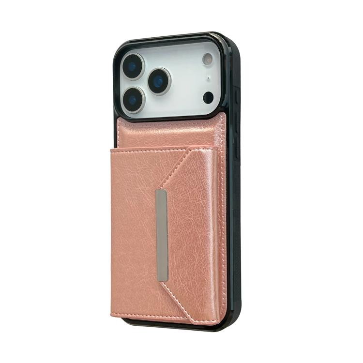 For iPhone 17 Pro Solid Color Metal Buckle Card Slots Bag Phone Case