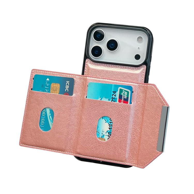 For iPhone 17 Pro Solid Color Metal Buckle Card Slots Bag Phone Case