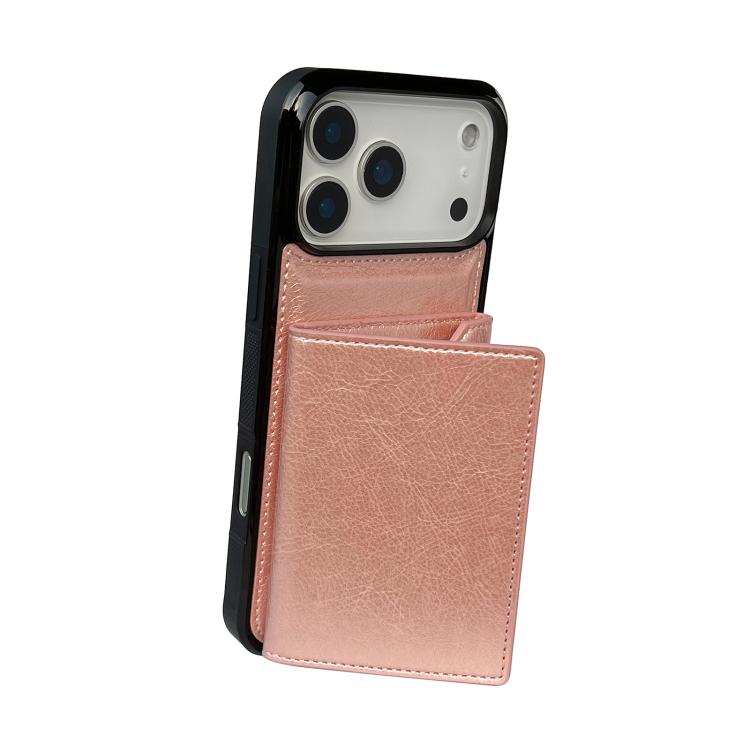 For iPhone 17 Pro Solid Color Metal Buckle Card Slots Bag Phone Case