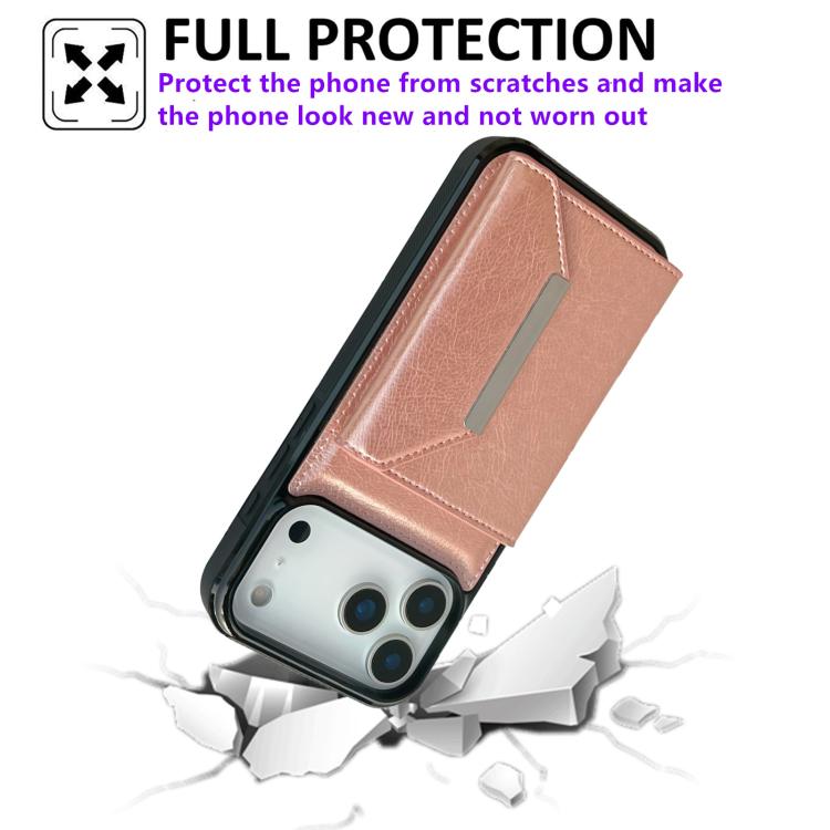 For iPhone 17 Pro Solid Color Metal Buckle Card Slots Bag Phone Case