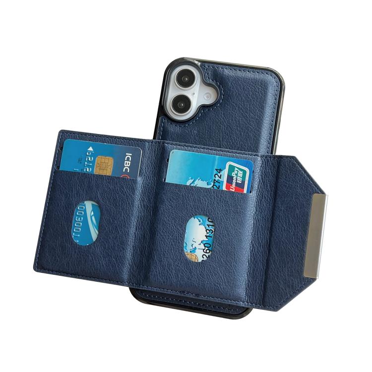 For iPhone 17 Solid Color Metal Buckle Card Slots Bag Phone Case