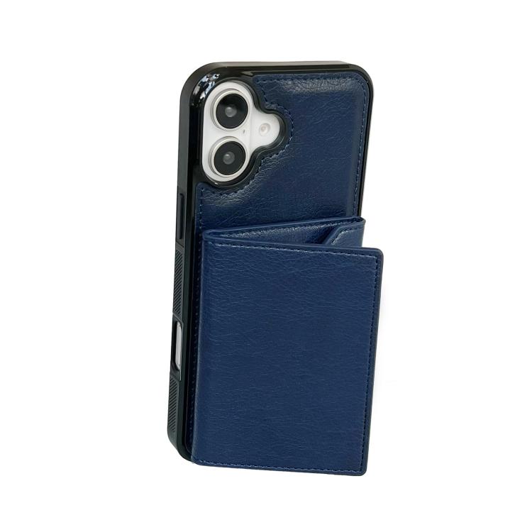 For iPhone 17 Solid Color Metal Buckle Card Slots Bag Phone Case
