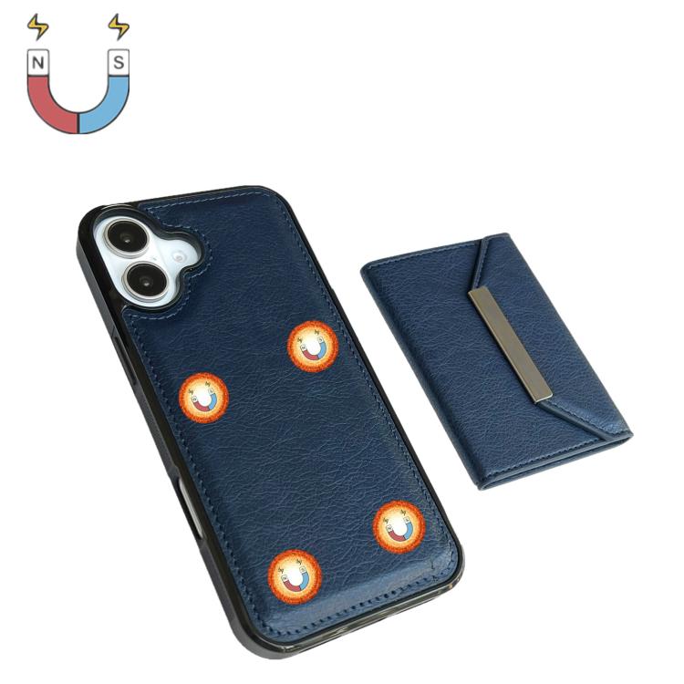 For iPhone 17 Solid Color Metal Buckle Card Slots Bag Phone Case