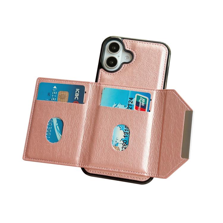 For iPhone 17 Solid Color Metal Buckle Card Slots Bag Phone Case