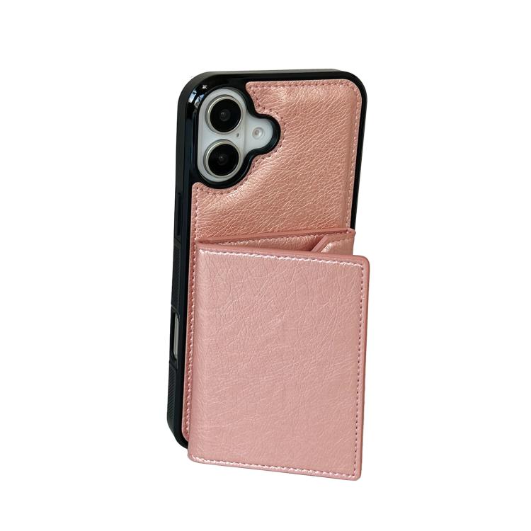 For iPhone 17 Solid Color Metal Buckle Card Slots Bag Phone Case