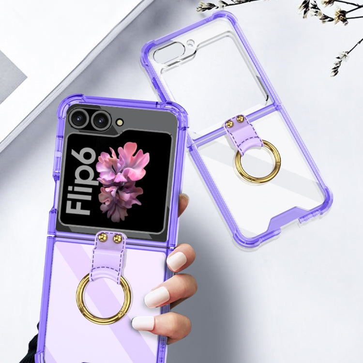 For Samsung Galaxy Z Flip6 / Flip7 FE GKK Airbag Ring Full Coverage Phone Case with Tempered Film