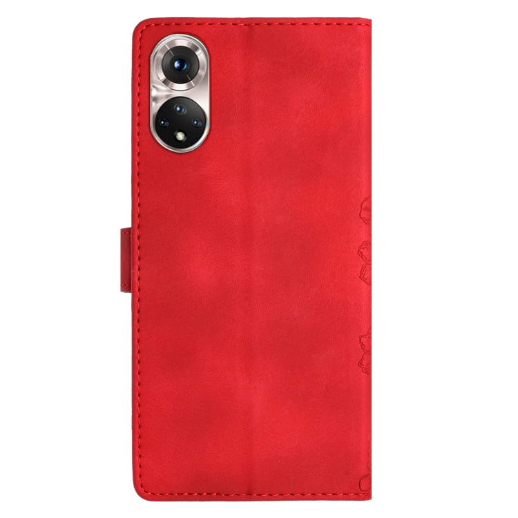For Honor 50 Cherry Blossom Butterfly Skin Feel Embossed PU Phone Case