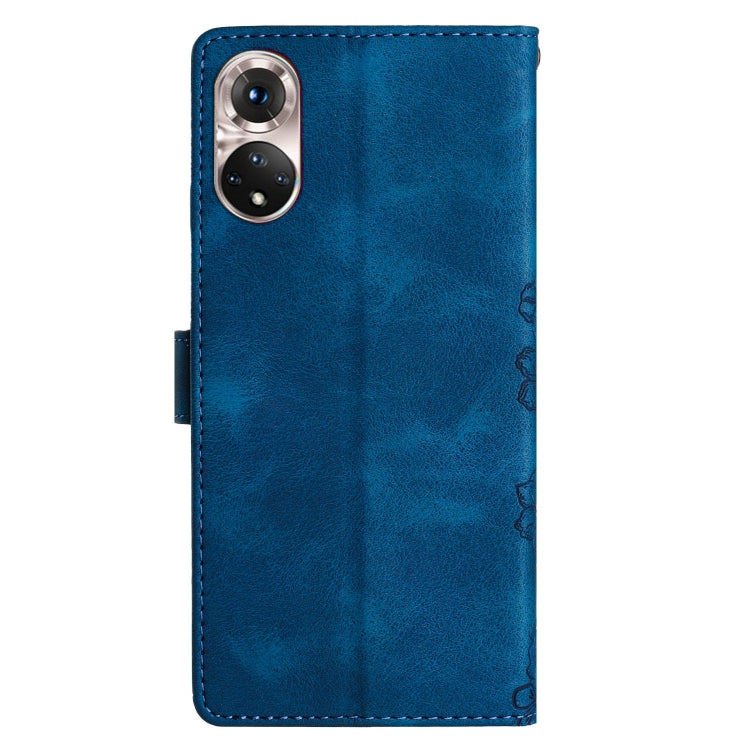 For Honor 50 Cherry Blossom Butterfly Skin Feel Embossed PU Phone Case