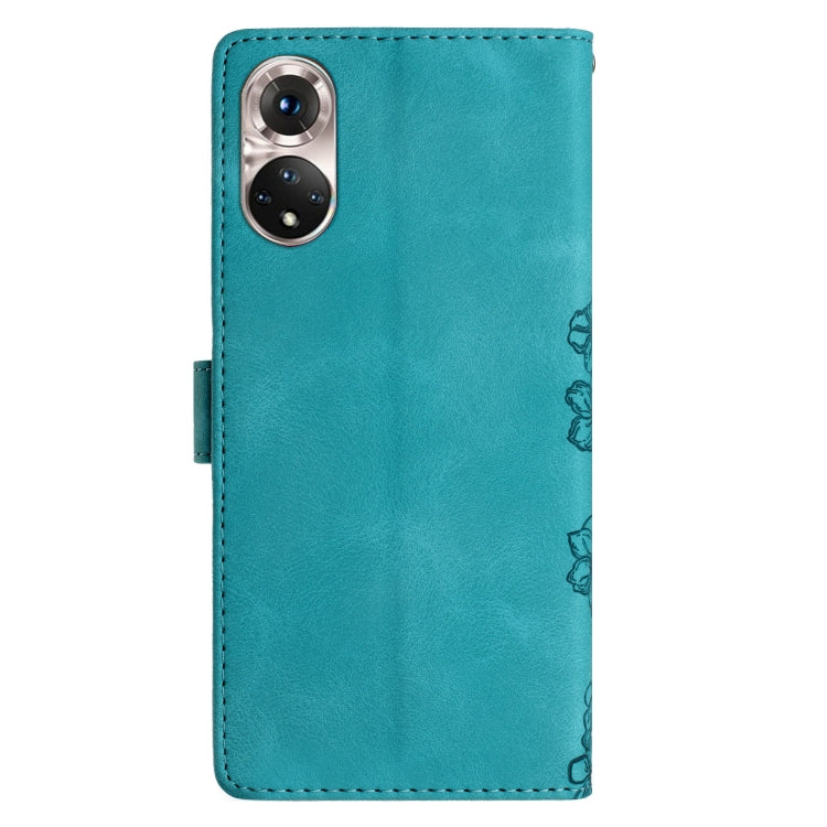 For Honor 50 Cherry Blossom Butterfly Skin Feel Embossed PU Phone Case