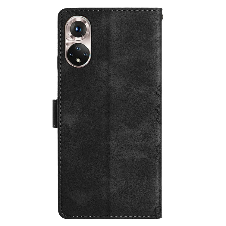For Honor 50 Cherry Blossom Butterfly Skin Feel Embossed PU Phone Case