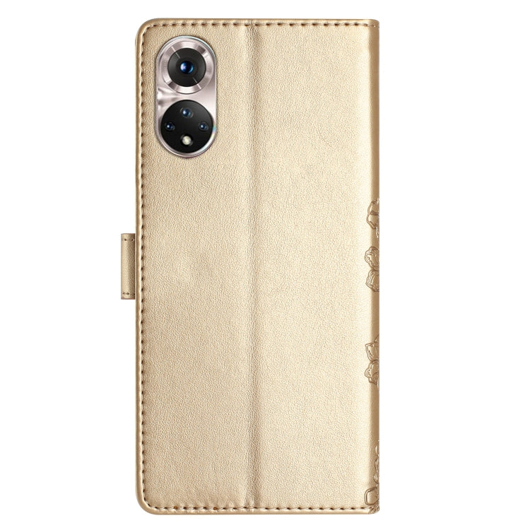 For Honor 50 Cherry Blossom Butterfly Skin Feel Embossed PU Phone Case