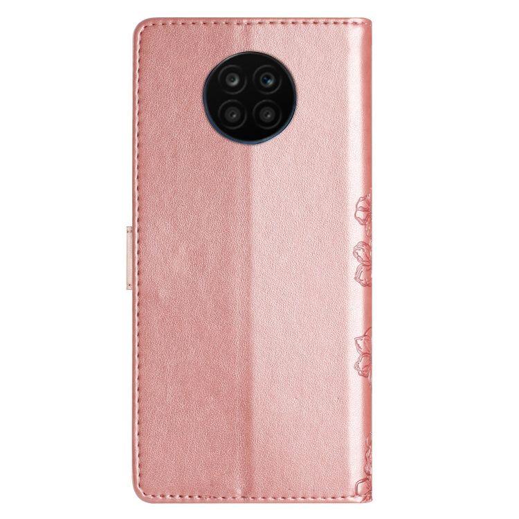 For Honor 50 Lite Cherry Blossom Butterfly Skin Feel Embossed PU Phone Case