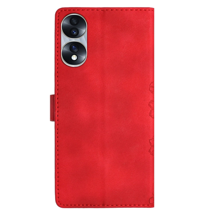 For Honor 70 Cherry Blossom Butterfly Skin Feel Embossed PU Phone Case