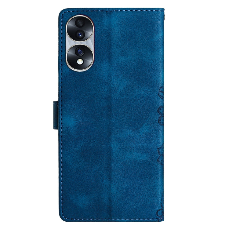 For Honor 70 Cherry Blossom Butterfly Skin Feel Embossed PU Phone Case