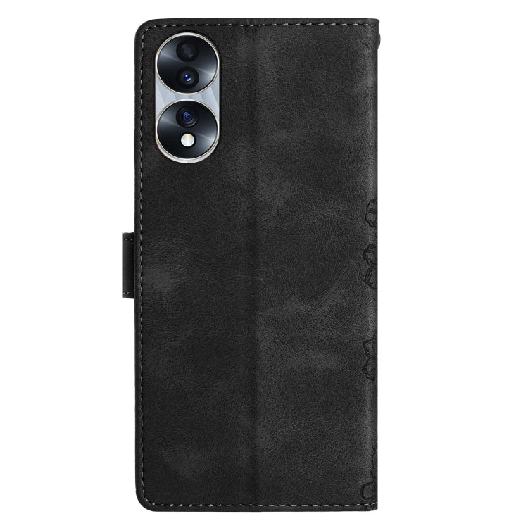 For Honor 70 Cherry Blossom Butterfly Skin Feel Embossed PU Phone Case