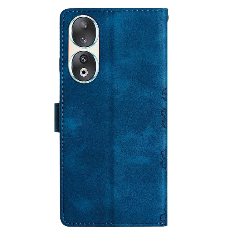 For Honor 90 Cherry Blossom Butterfly Skin Feel Embossed PU Phone Case