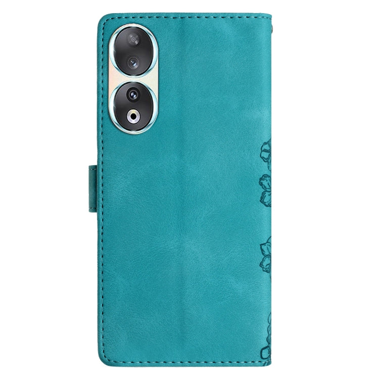 For Honor 90 Cherry Blossom Butterfly Skin Feel Embossed PU Phone Case