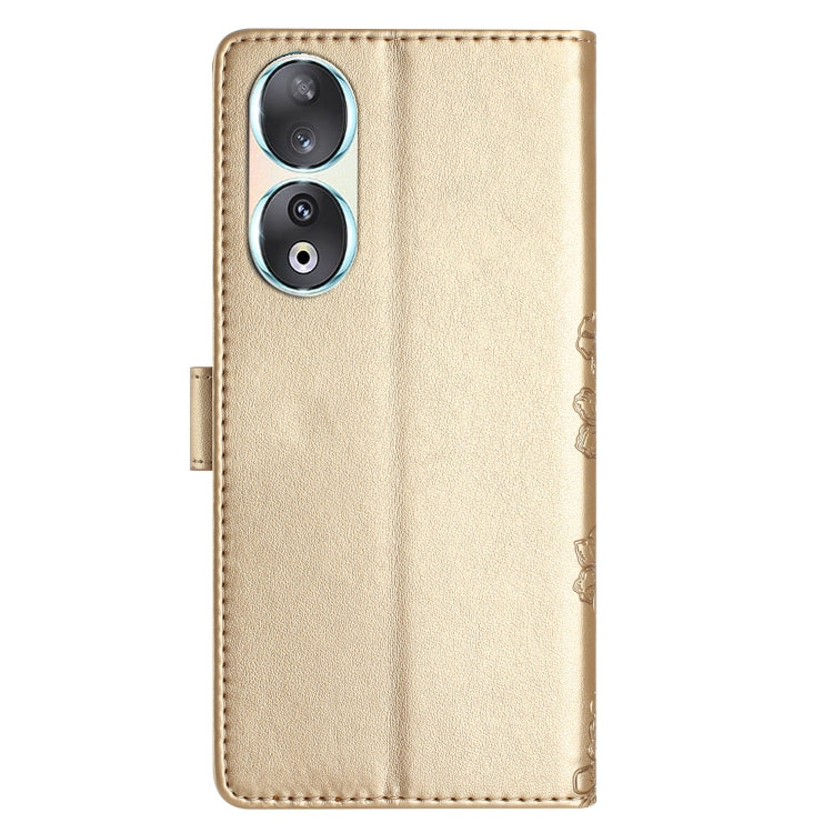 For Honor 90 Cherry Blossom Butterfly Skin Feel Embossed PU Phone Case