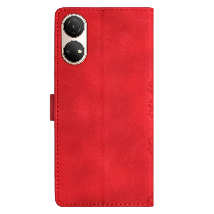 For Honor X7 Cherry Blossom Butterfly Skin Feel Embossed PU Phone Case