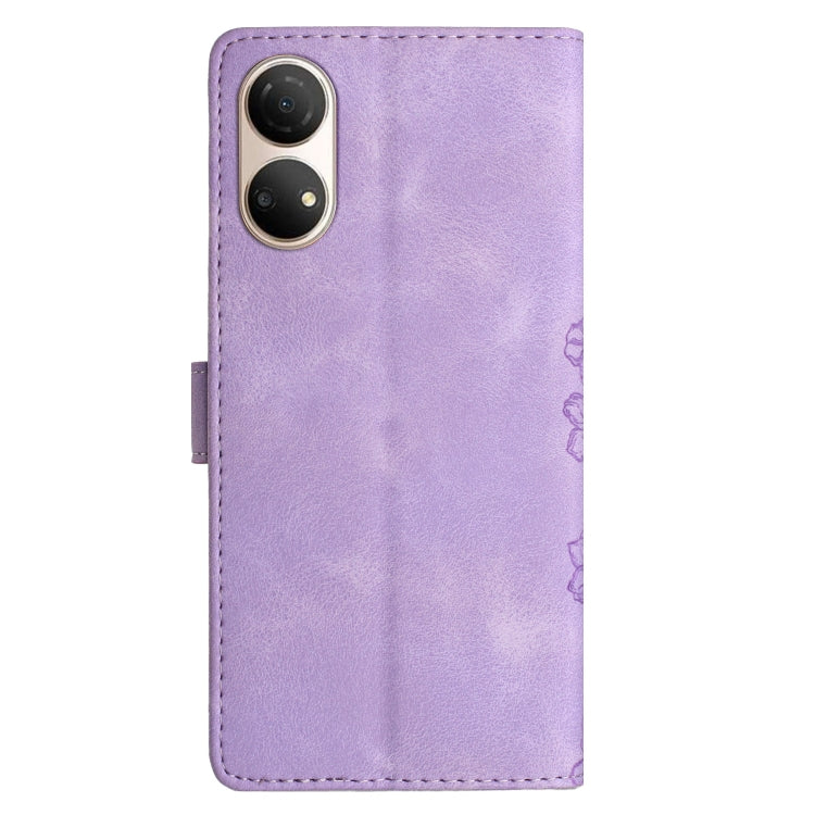 For Honor X7 Cherry Blossom Butterfly Skin Feel Embossed PU Phone Case