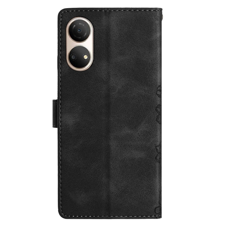 For Honor X7 Cherry Blossom Butterfly Skin Feel Embossed PU Phone Case