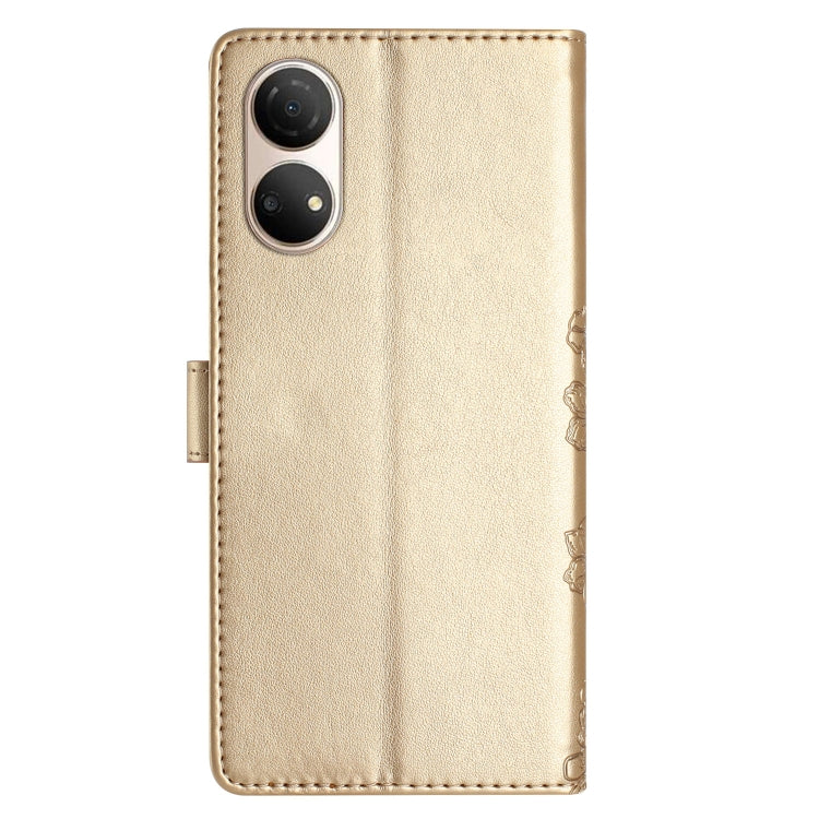 For Honor X7 Cherry Blossom Butterfly Skin Feel Embossed PU Phone Case