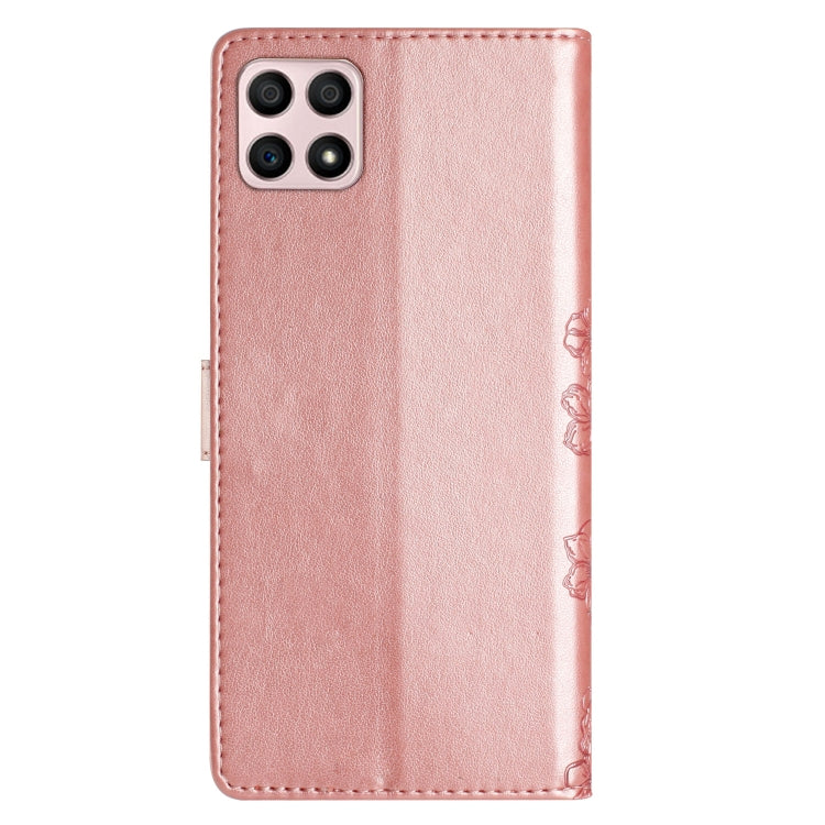 For Honor X8 / X30i Cherry Blossom Butterfly Skin Feel Embossed PU Phone Case