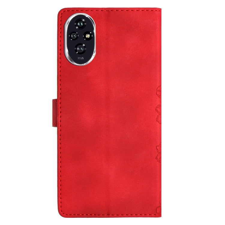 For Honor 200 Cherry Blossom Butterfly Skin Feel Embossed PU Phone Case
