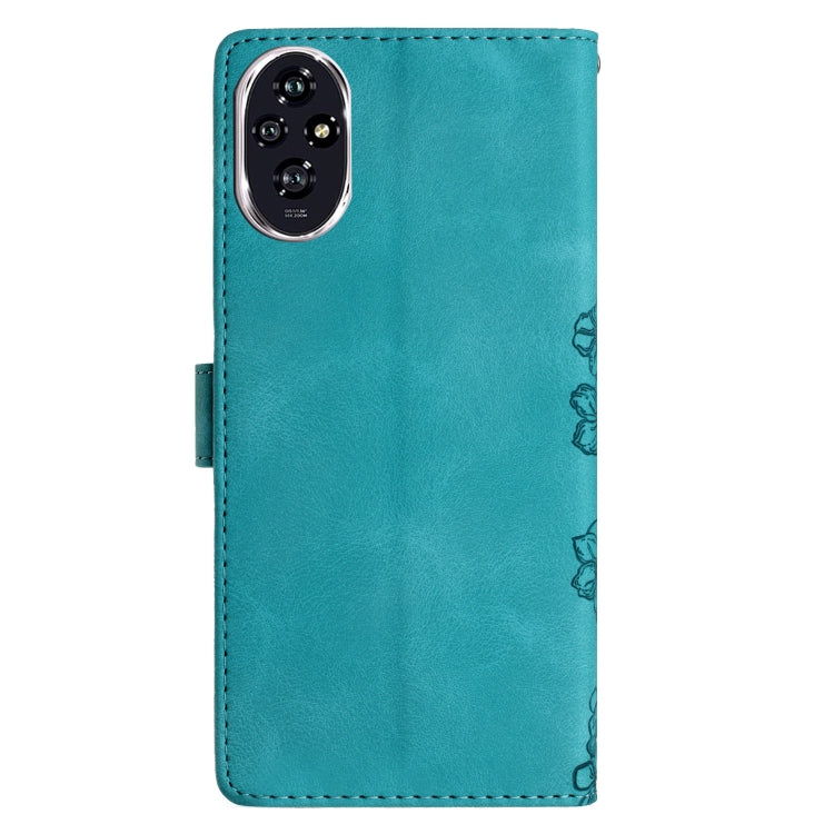 For Honor 200 Cherry Blossom Butterfly Skin Feel Embossed PU Phone Case