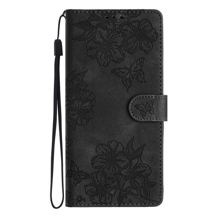 For Honor 200 Cherry Blossom Butterfly Skin Feel Embossed PU Phone Case