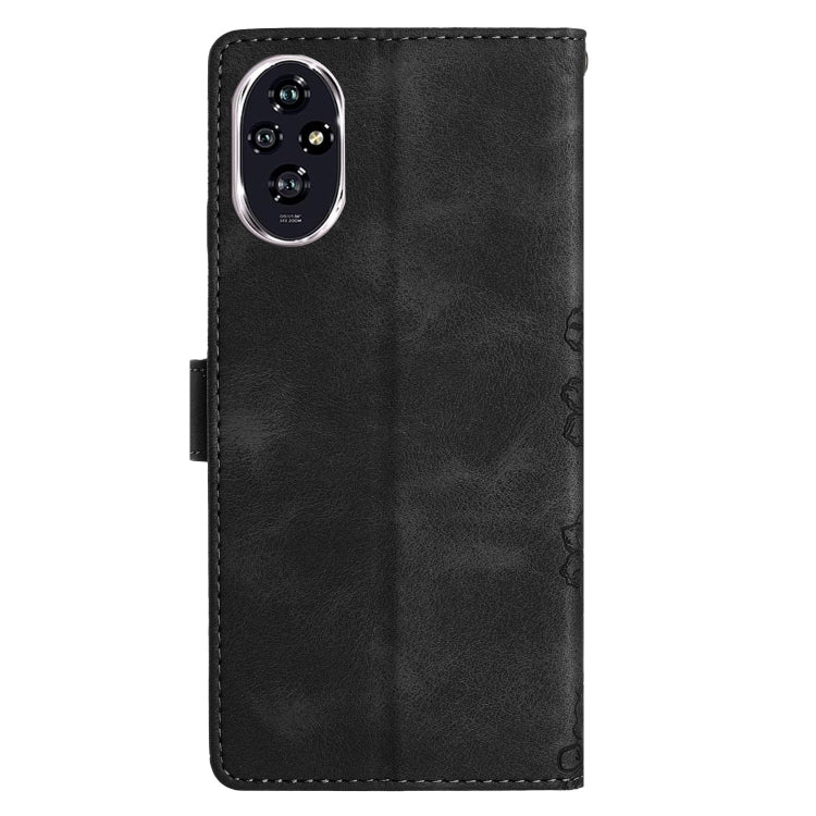 For Honor 200 Cherry Blossom Butterfly Skin Feel Embossed PU Phone Case