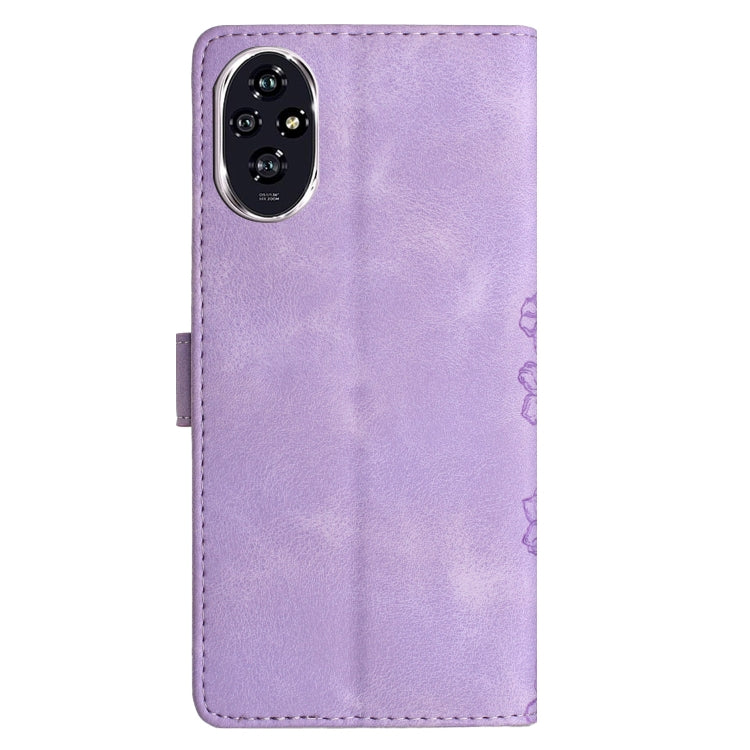 For Honor 200 Pro Cherry Blossom Butterfly Skin Feel Embossed PU Phone Case
