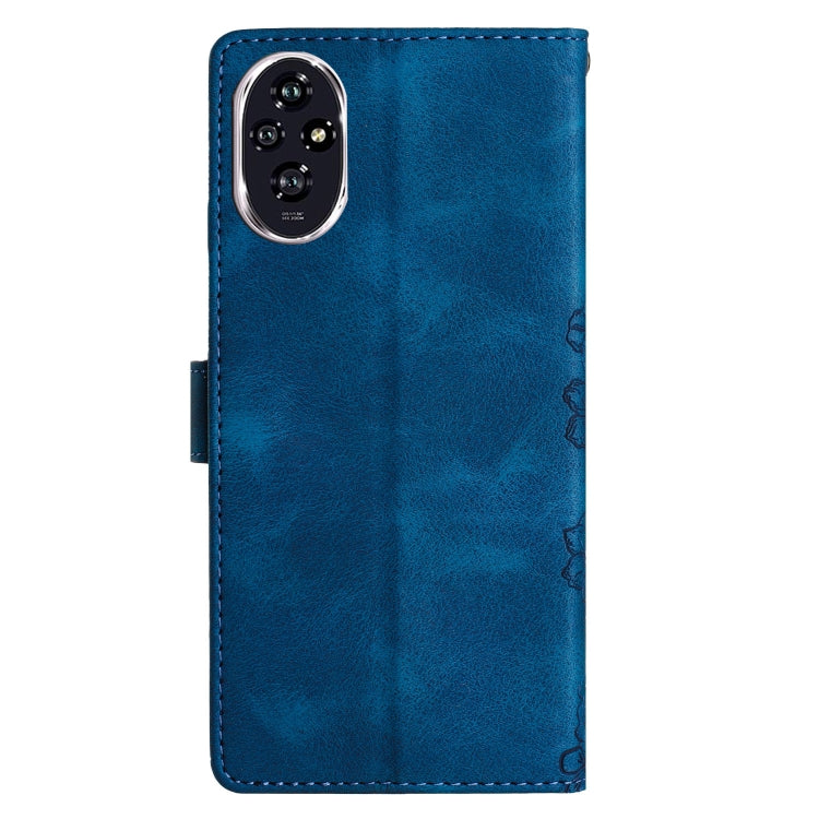 For Honor 200 Pro Cherry Blossom Butterfly Skin Feel Embossed PU Phone Case