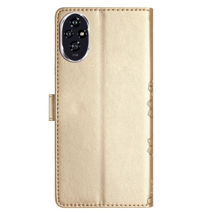 For Honor 200 Pro Cherry Blossom Butterfly Skin Feel Embossed PU Phone Case